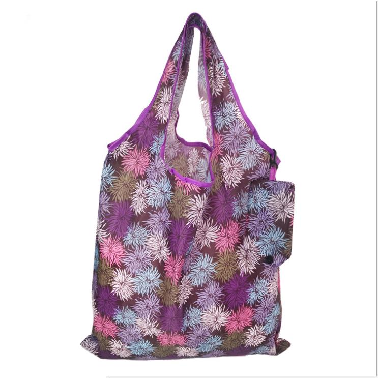 Shopping Bag Floral Print Reusable Foldable High Capacity Portable Eco-friendly Storage Bag