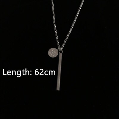 HUANZHI Minimalist Punk Titanium Steel Hip Hop Letter Rectangle Round Pendant Metal Necklace for Women Men Couple: 9