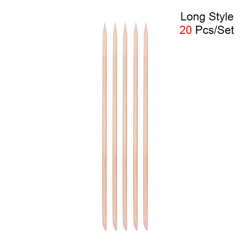20 unids/set Nail Art Orange bastón de madera empujador de cutícula removedor de doble extremo punteado herramienta de manicura de palo de madera naranja 2 tamaños: Gris claro