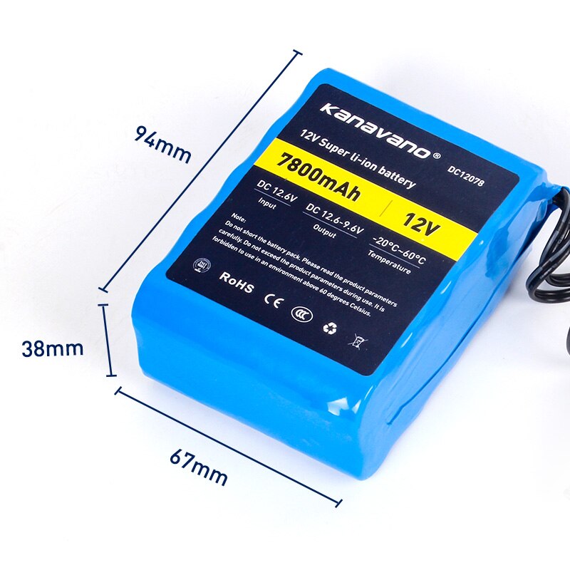 Kanavano 12 v 7.8AH 7800 mAh 18650 Oplaadbare batterijen 12.6 V DC Lithium batterij Beschermen en 12.6 V 1A lader + Gratis winkelen
