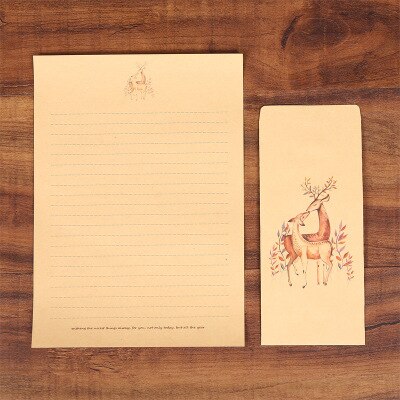 6 diseños Retro Kraft 10 sobres de papel 10 cartas de escritura juegos de papel fresco Elk Cruz línea amantes correo Oficina escuela papelería: Blanco