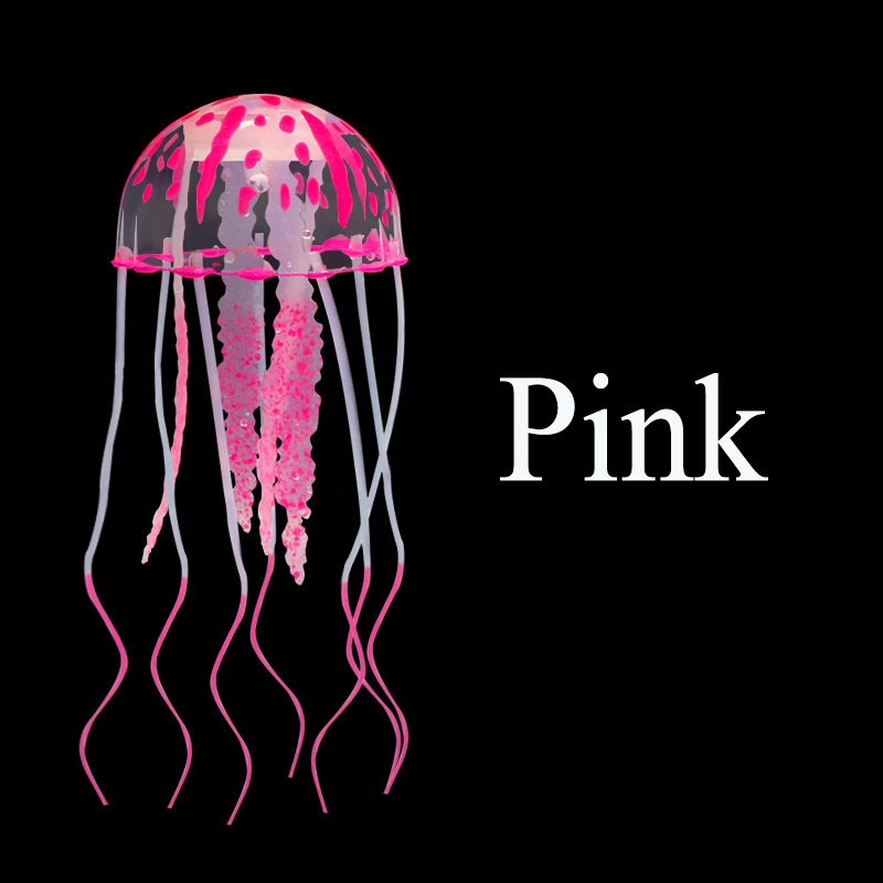 Colorido efecto brillante Artificial silicona vívida medusas pecera acuario decoración submarino ornamento decoración mascota acuática: Rosa