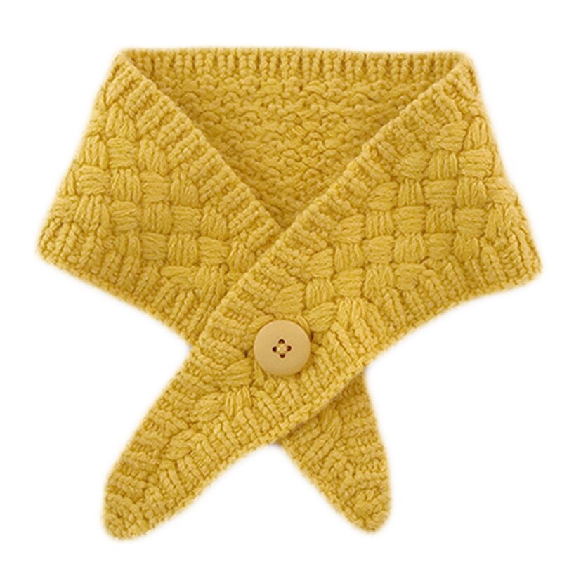 Women Knit Button Scarf Cross False Collar Solid Color Crochet Shawl Wrap Warmer 6XDA