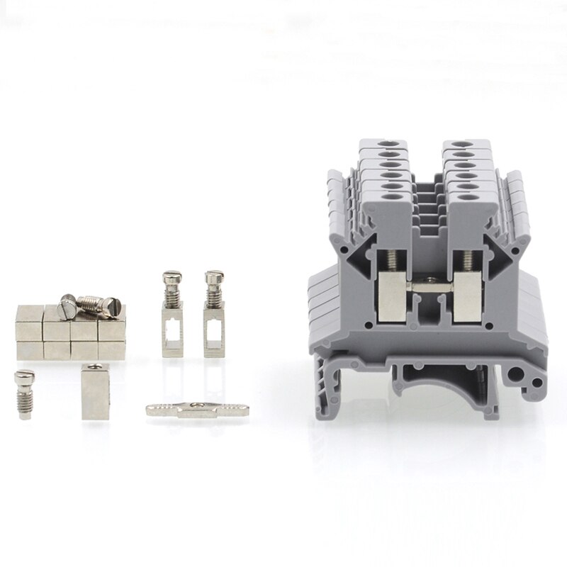 Borniers de Rail Din Type de vis UK-2.5B bornes de câble de fil électrique connecteur de bloc Morsettiera laiton Bornier 32A 5 pièces
