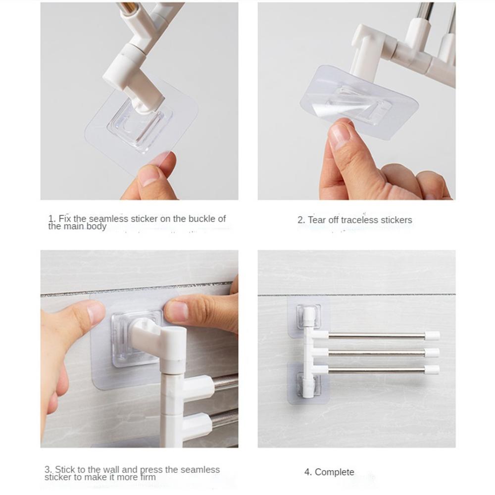 Swivel Towel Bar Stainless Steel Bathroom Swing Hanger Towel Rack Holder Storage Organizer Space Saving Wall Mount Self Adhesive