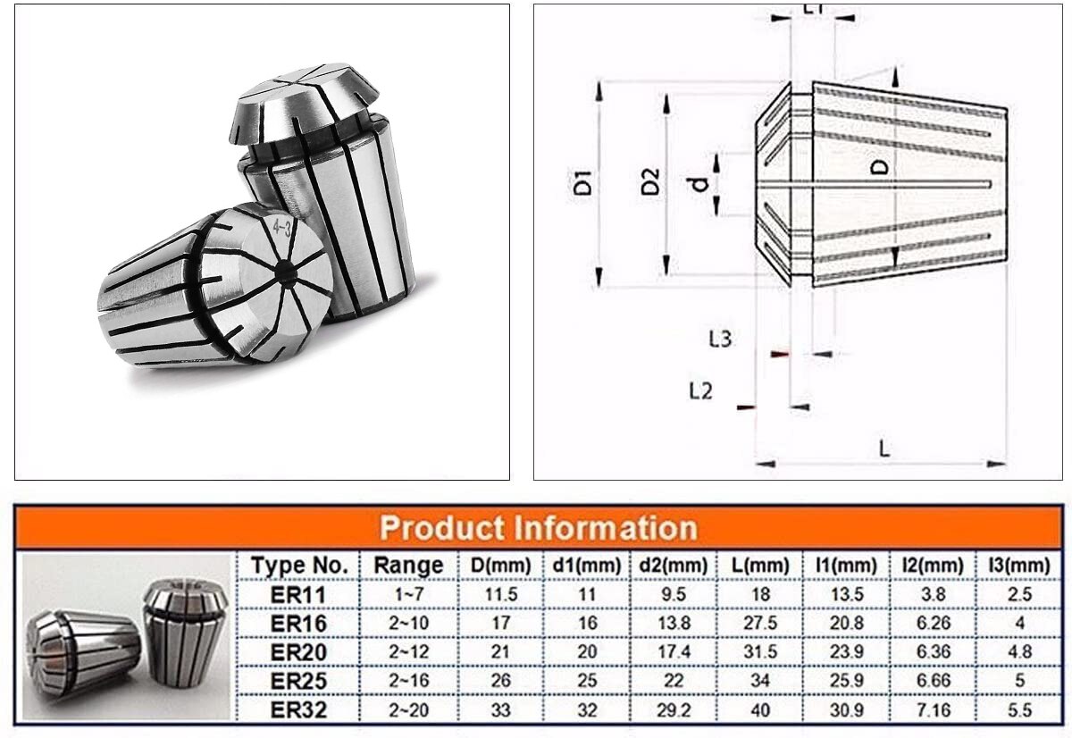 13PCS ER20 Collet Chuck 1-13mm High Precision Spindle ER20 Collet Set CNC Milling Machine Machining Center