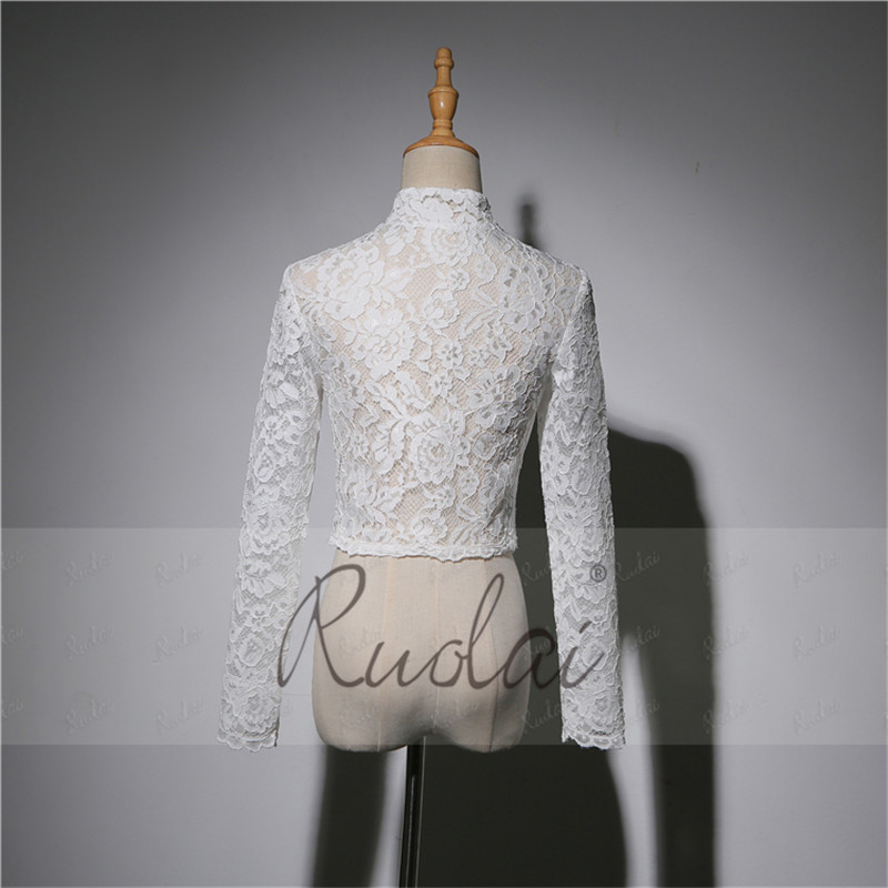 hoch Nacken Spitze Bolero Braut Jacke Hochzeit Bolero Geschmack Frauen Langarm Königlichen Braut wickeln Hochzeit Mantel Spitze für Hochzeit FJ37