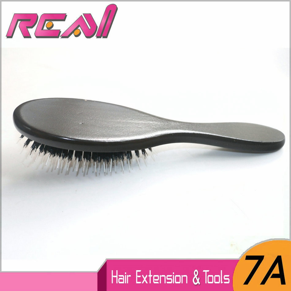 1 stück Wildschwein Borsten Haar Pinsel, Schwarz oder Dunkelbraun Haar Erweiterungen Pinsel, durch Holz Griff + Wildschwein Borsten