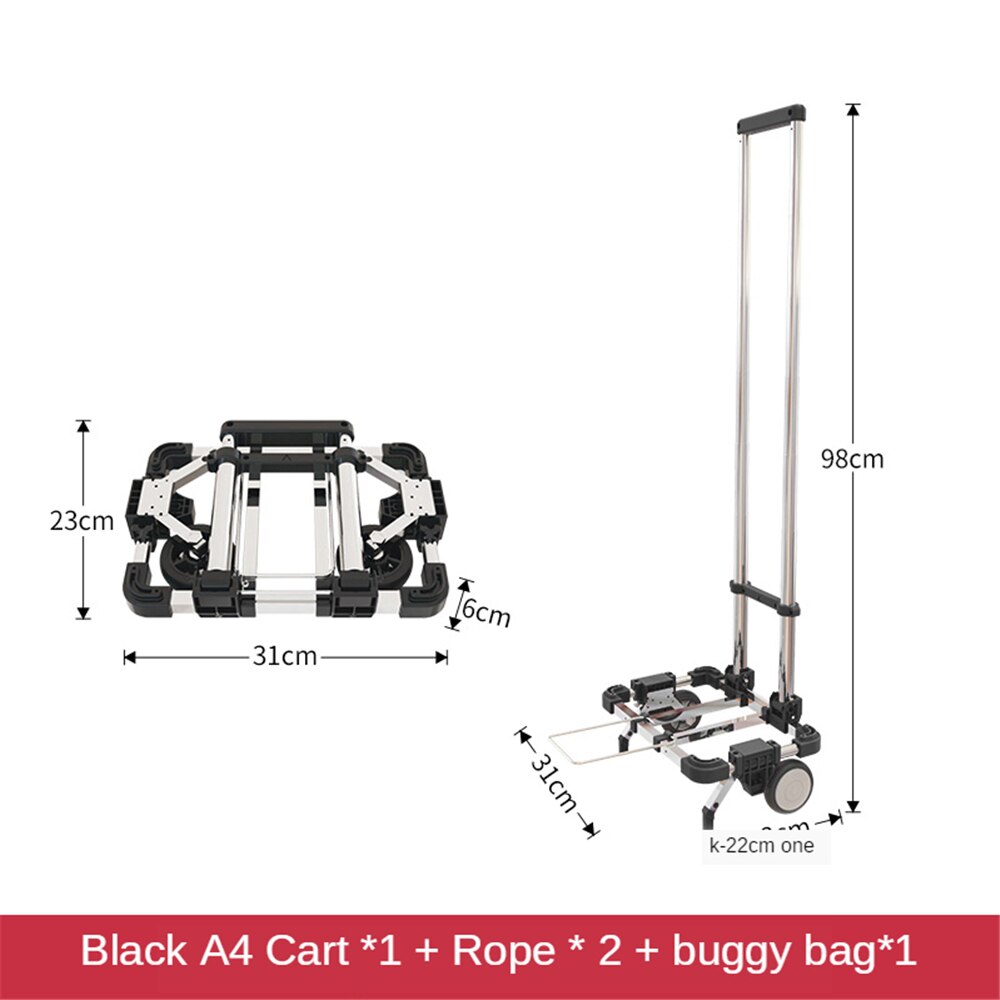 B-LIFE Mini Folding Hand Truck Duty Luggage Cart Portable Foldable Up Dolly Compact and Lightweight: Silver