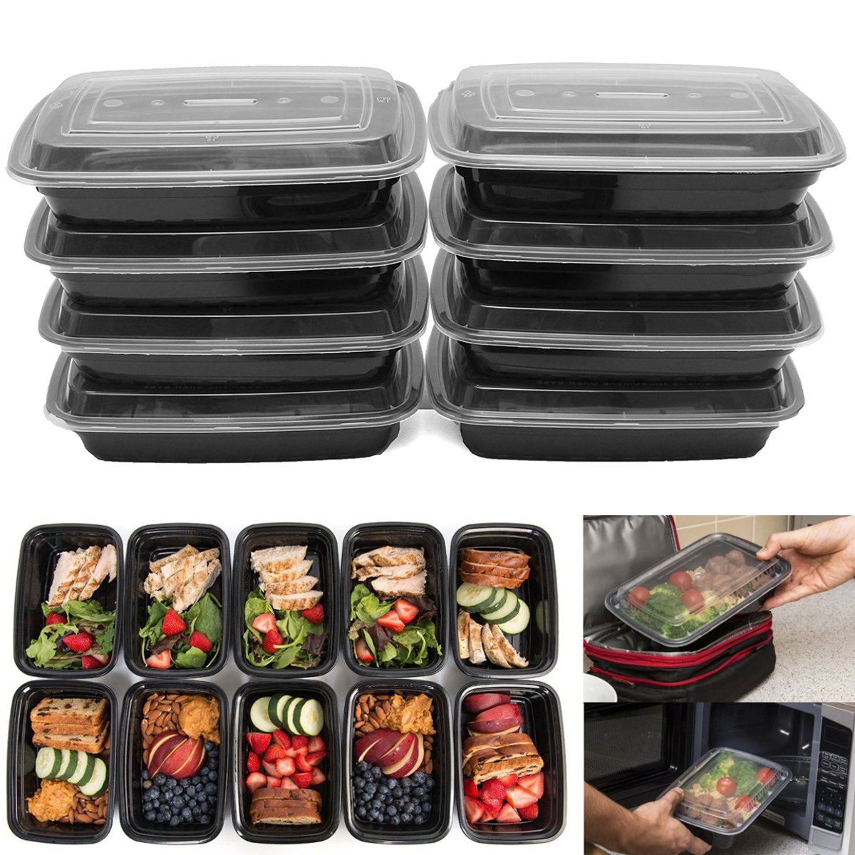 10 PCS 700 ML Vierkante Amerikaanse Maaltijd Doos PP Voedsel Container Lunchbox Bento Picknick Milieuvriendelijke Met Deksel Microwavable Lunchboxen