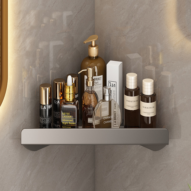Zwart/Grijs Badkamer Plank Hoek Bad Douche Plank Badkamer Driehoek Mand Douche Opbergrek Wandmontage Plank: WHITE
