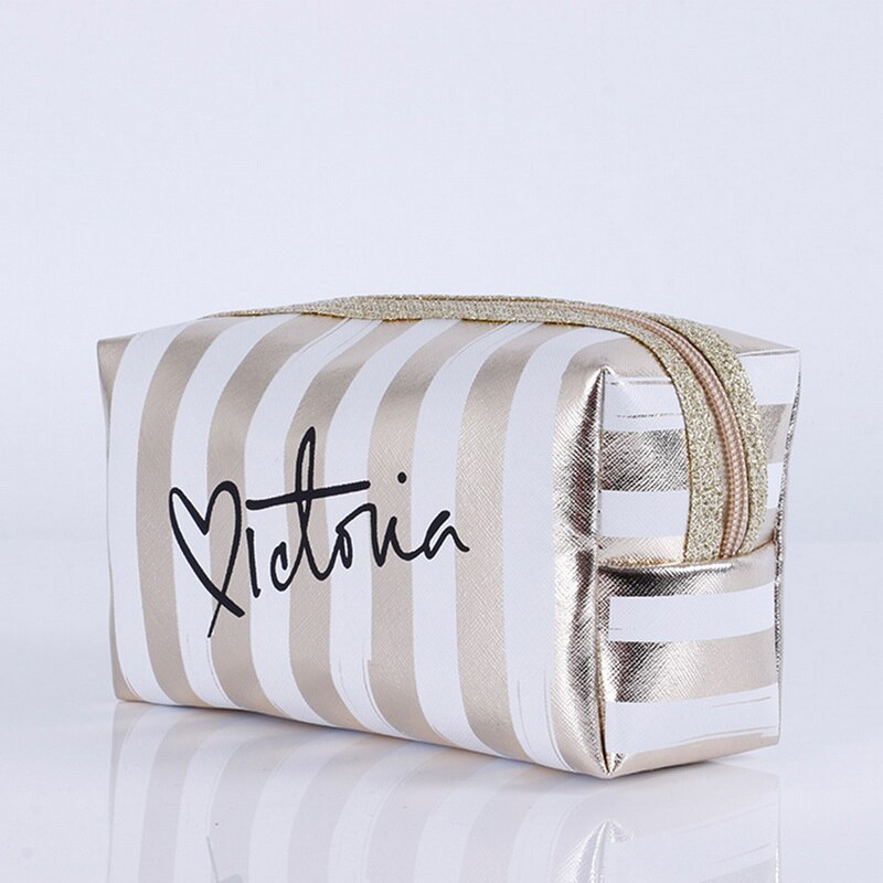 Bolso de almacenamiento de cosméticos de cuero PU para mujer, bolsa de maquillaje de PVC, bolsa de aseo, estuche organizador de viaje,: White