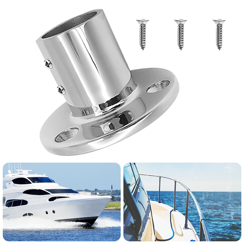 1 ensemble 25mm /1 "90 degrés Base de chandelier ronde 316 acier inoxydable bateau main Rail raccord pour voilier et Powerboat garde-corps Etc.