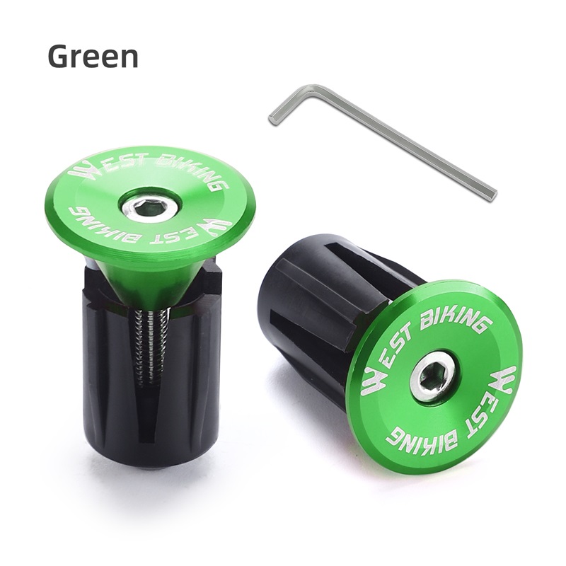 WEST BIKING-pluges de extremo de manillar coloridos con herramientas, aleación de aluminio, bicicleta de carretera, MTB, tapa de extremo de barra, tapones de expansión de 22-24mm: Verde
