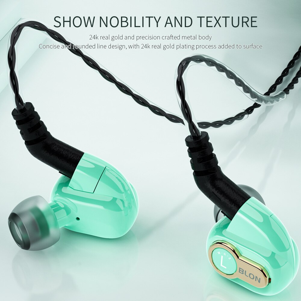 Ak blon BL-05S bl05s com 3rd geração 10mm atualizado diafragma de carbono alta fidelidade dinâmica fone de ouvido com 3.5mm banhado a ouro l plug