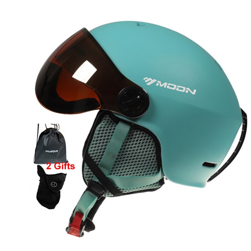 Maan skihelm integraal gevormde pc+eps hoge bril skihelm outdoor volwassen sport ski snowboard skateboard helmen: Blauw / M(55-58cm)