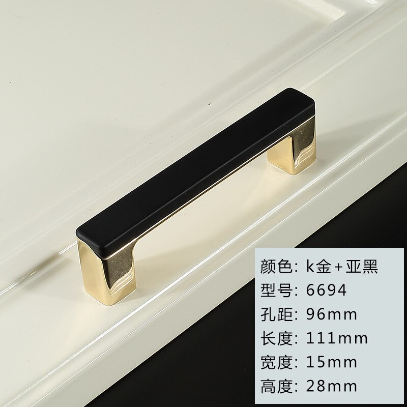 Furnitur Cabinet Handl Closet Handle Modern Simple Platinum Square Room Door Handles Modern Zinc Alloy: 96mm- Gold Black