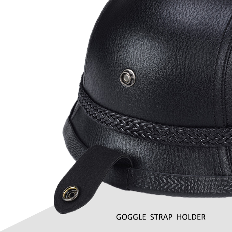Casque demi-visage en cuir de Style allemand pour moto, prix d'usine, Cap1/2 approuvé par le DOT, casques + lunettes à visage ouvert