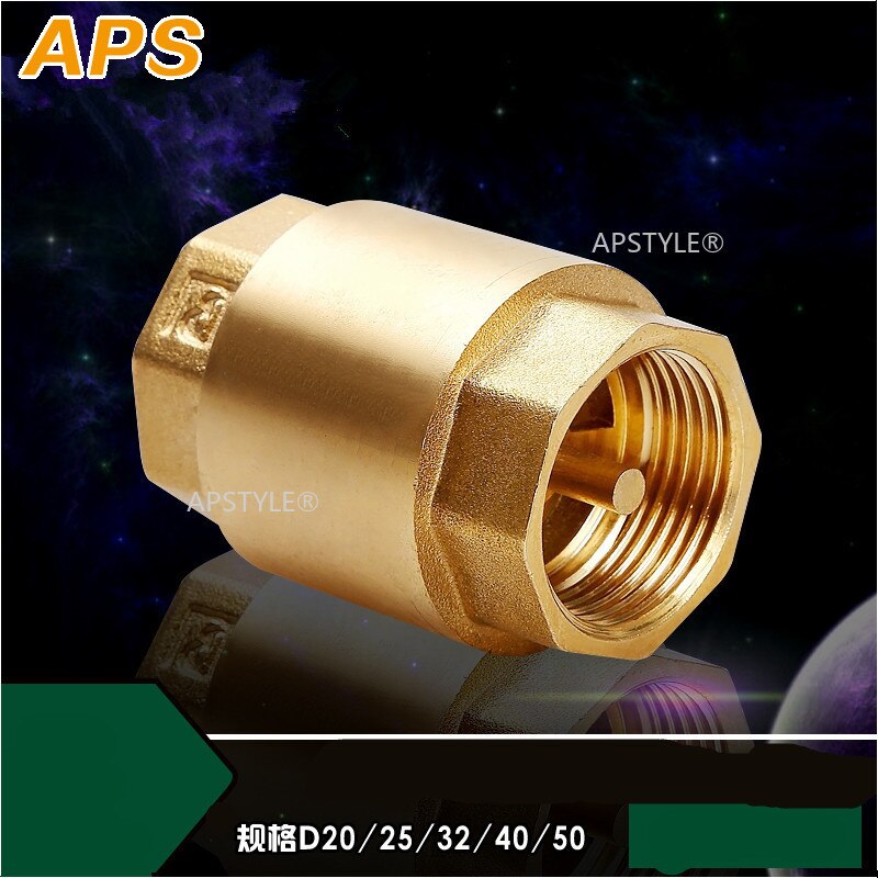 1pc Copper Pipe Fittings 1/2" NPT Brass Female Thread In-Line Spring Check Valve 20/25mm Diameter 200WOG For Water Control Tube