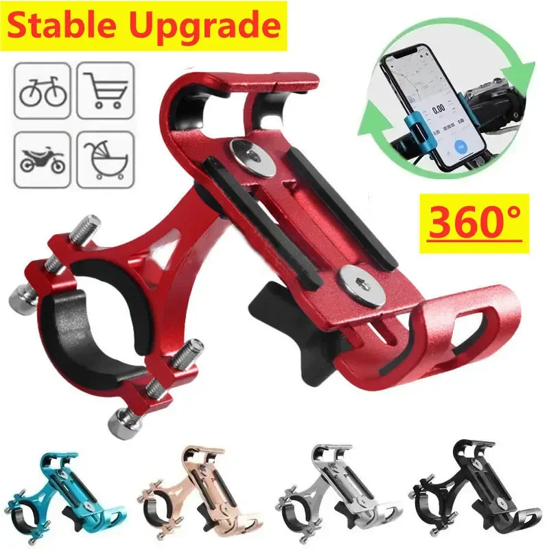 Obrót o 360 stopni metalowy uchwyt na telefon rowerowy do motocykla stop aluminium wspornik antypoślizgowy wsparcie klips GPS stojak na telefon rowerowy dla iPhone'a