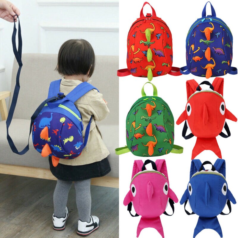 6 Kleuren Mode Kids Baby Gordel Rugzak Canvas Mooie Leash Peuter Anti-verloren Dinosaurus Haai Tassen