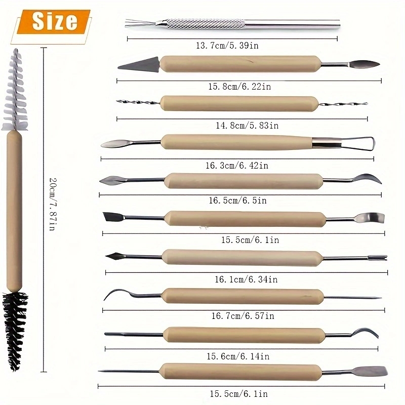 Clay Tools Kit Polymer Clay Tools Ceramics Clay Sculpting Air Dry Clay Tool Set for Pottery Craft Baking Carving Molding Shaping: Silver