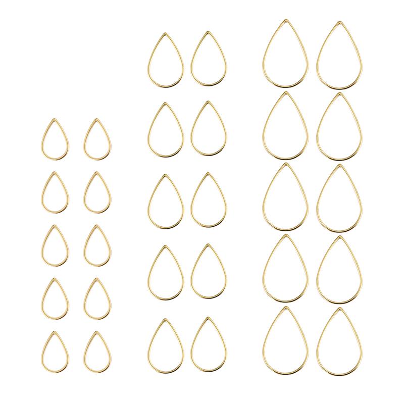 30pcs Stainless Steel Silver Gold Geometric Earrings Hollow Frame Bezel Charms Circle Pendant for DIY Jewelry Making Accessories: drop gold 30pcs