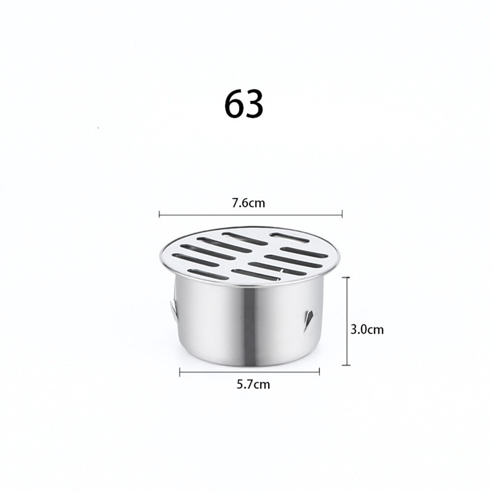 Floor Drain Cover Stainless Steel Balcony Drainage Roof Round Rain Pipe Cap Multi-size For Home Garden Durable Hardware: 63mm