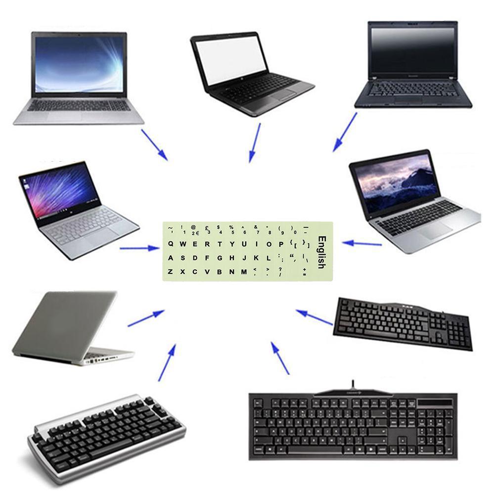 Luminous Keyboard Sticker English Arabic Korean French Keyboard Stickers Protective Film Layout Letters Alphabet for PC