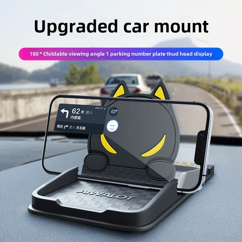 Bilhållare för mobiltelefon multifunktionell mittkonsol navigationsstödram instrumentpanel halkfri matta för bilar: Blå