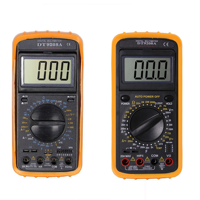 DT9208A Portable Multimeter LCD Digital Multimeter Ammeter Voltmeter Resistance Capacitance Testmeter Handheld