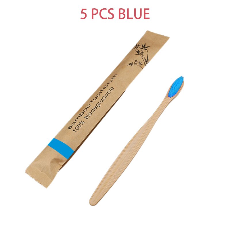 1/5Pcs Milieuvriendelijk Tandenborstel Resuable Bamboe Draagbare Tandenborstels Oral Care Gezond Voor Kinderen Adul Zachte Tandenborstel: 07 5pcs