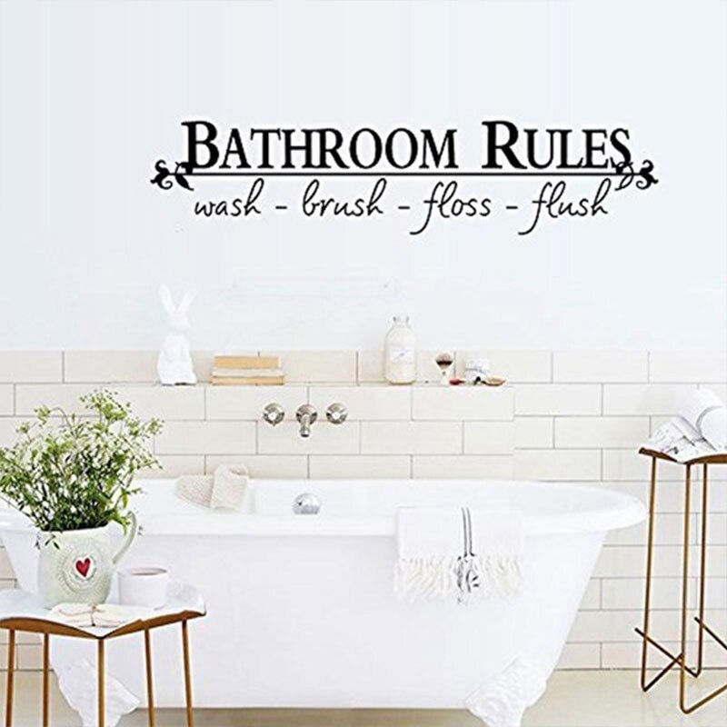 Bathroom Art DIY Toilet Rules Waterproof Quote Word Wall Stickers Bathroom Removable Sticker Wallpaper Home Bath Decal Decor