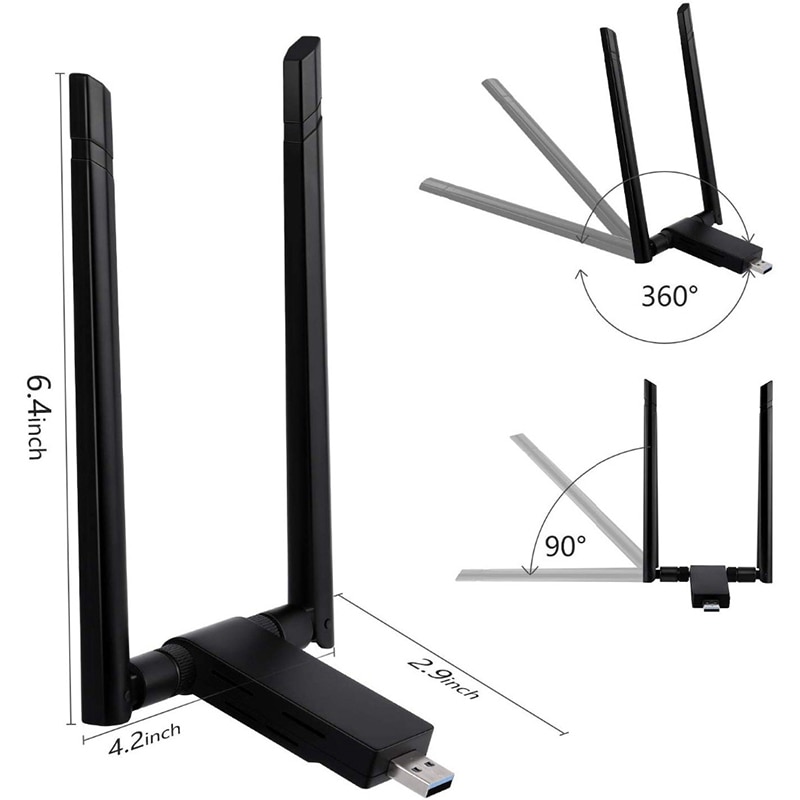 Usb trådløs wifi adapter dual band 2.4g & 5.8g antenne wifi dongle 1200 mbps usb netværkskort til pc laptop