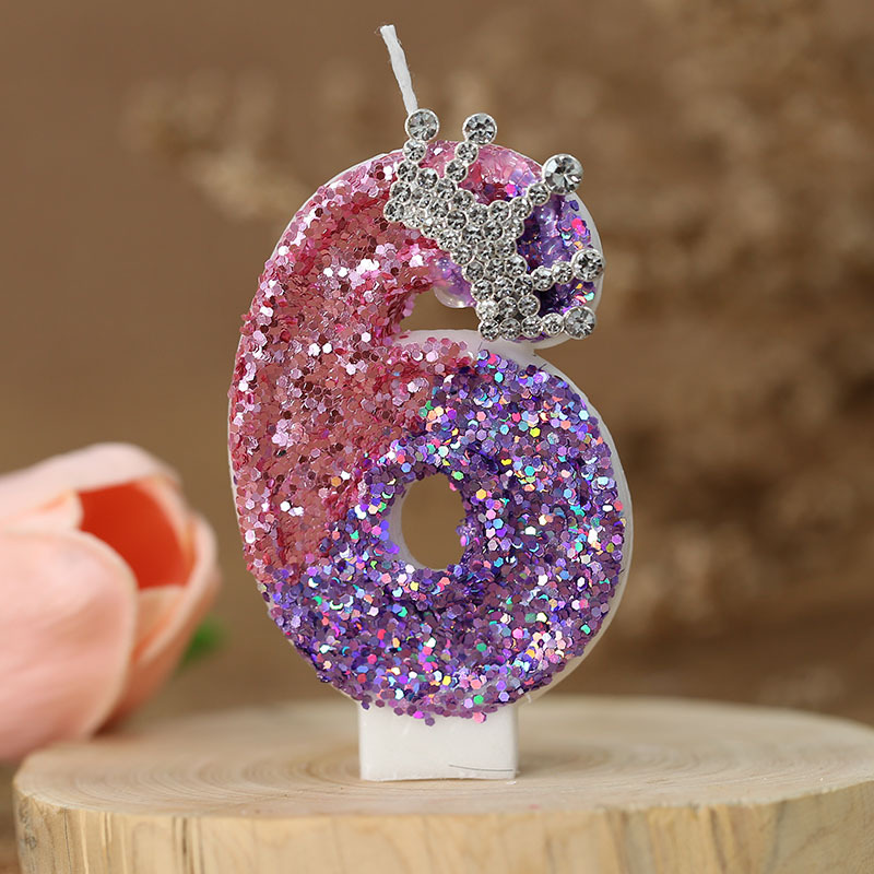 Bougies numéro 8, décoration de gâteau pour filles, bougies d'anniversaire à paillettes, couronne de princesse, bougie numérique, fournitures de fête d'anniversaire: vert clair