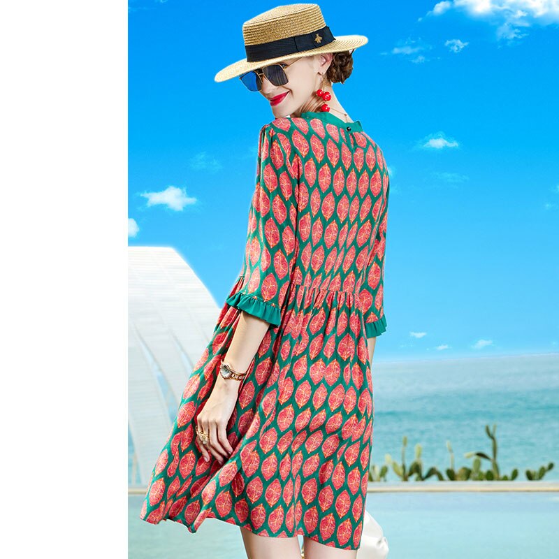 Sommer boho print mulberry silke strand maxi kjole 2022 casual vintage 5xl størrelse kjoler kvinner bodycon fest vestidos