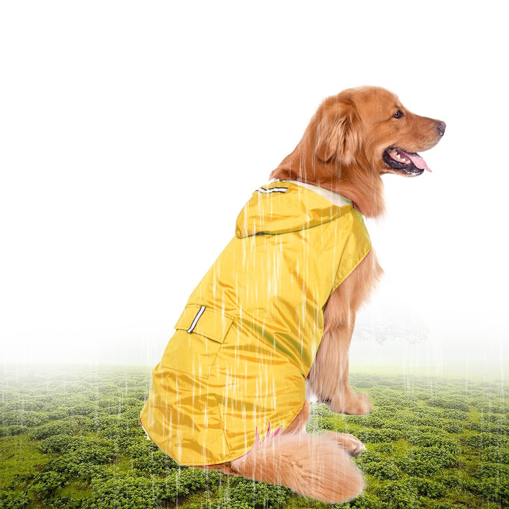 4xl/5xl/6xl hund regnfrakke reflekterende kæledyr hund regnfrakke vandtæt til mellemstore store hunde regntøj med snor hul hundejakke stor: Gul / 6xl