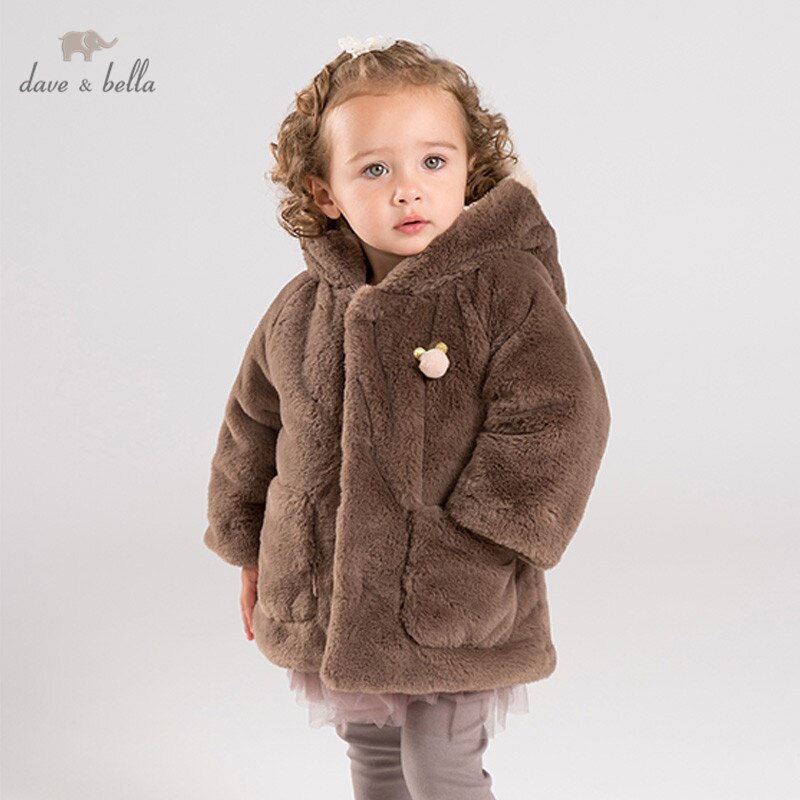 Dave&Bella Toddler Girls Elegant Grey Pink Turtle Outwear Windproof Coats main image 1