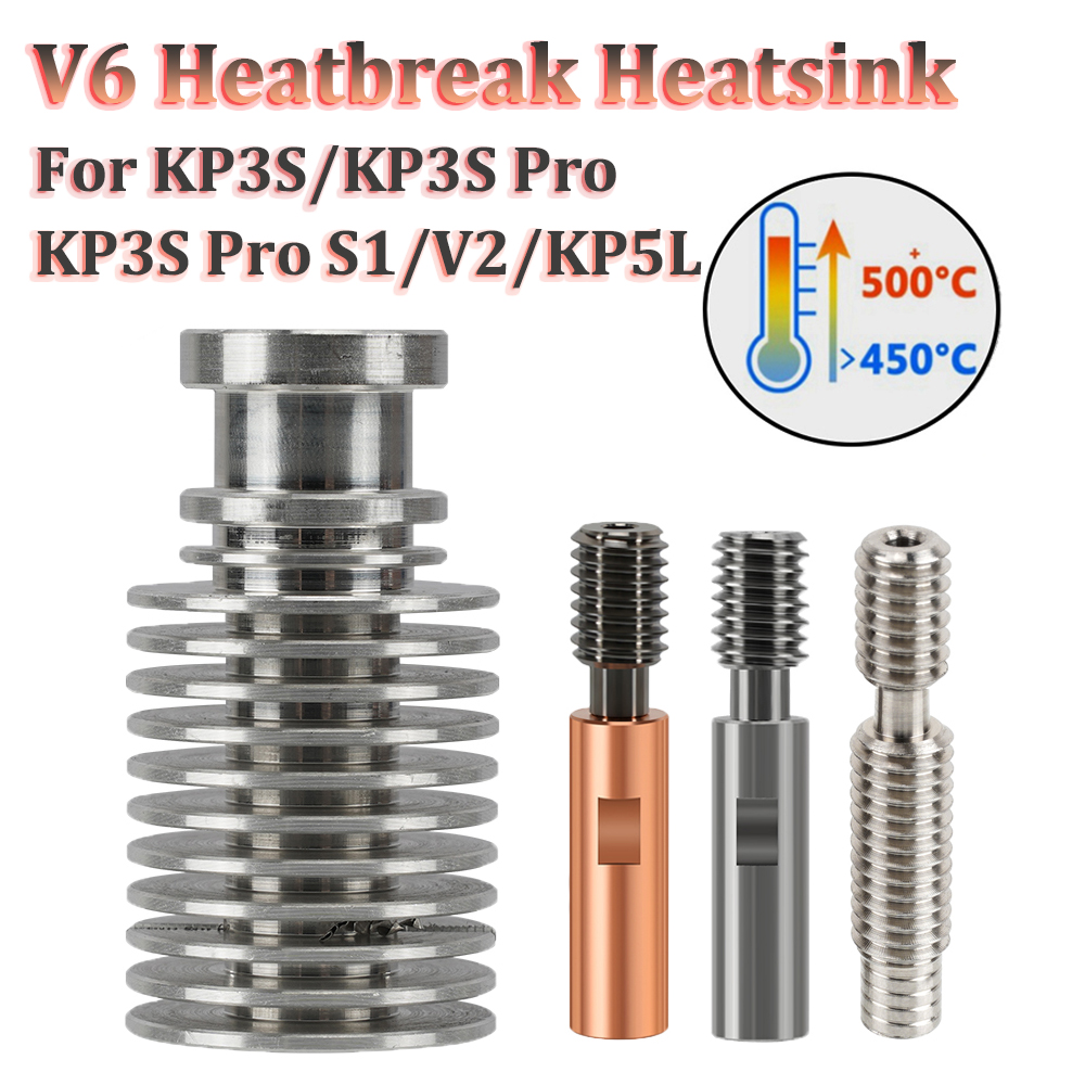 E3D V6 Heatbreak Heatsink KP3S 3D Printer Titanium Alloy Bi-Metal Throat For Kingroon KP3S/KP3S Pro/KP3S Pro S1/KP3S Pro V2/KP5L