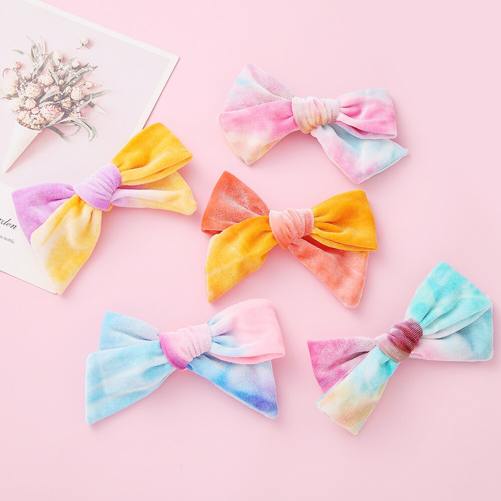 Velvet Tie Dye Headband For Children Hair Clips Kids Elastic Hair bands Hairpins For Girls Barrattes Baby Girl Hair Accessories