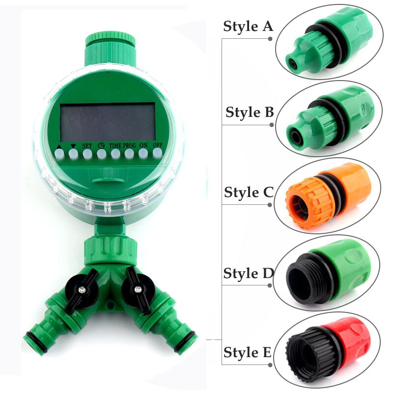 1 zestaw wyświetlacz LCD zegar podlewania nawadniania nawadnianie ogrodu system sterownik czasowy czasowy wyłącznik przepływu wody z w stylu Y szybkie złącza