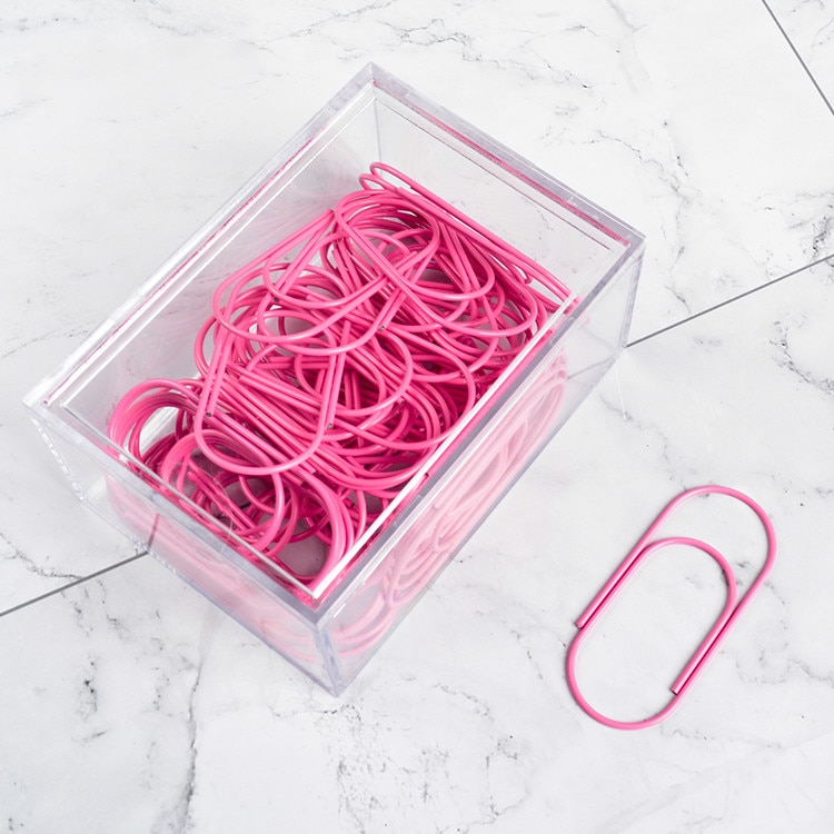 Pink Cute plus size wide Paper Clip 50mm metal Line Color Pin Bookmark Shool Stationary Office Clip big wide Paperclips Metal
