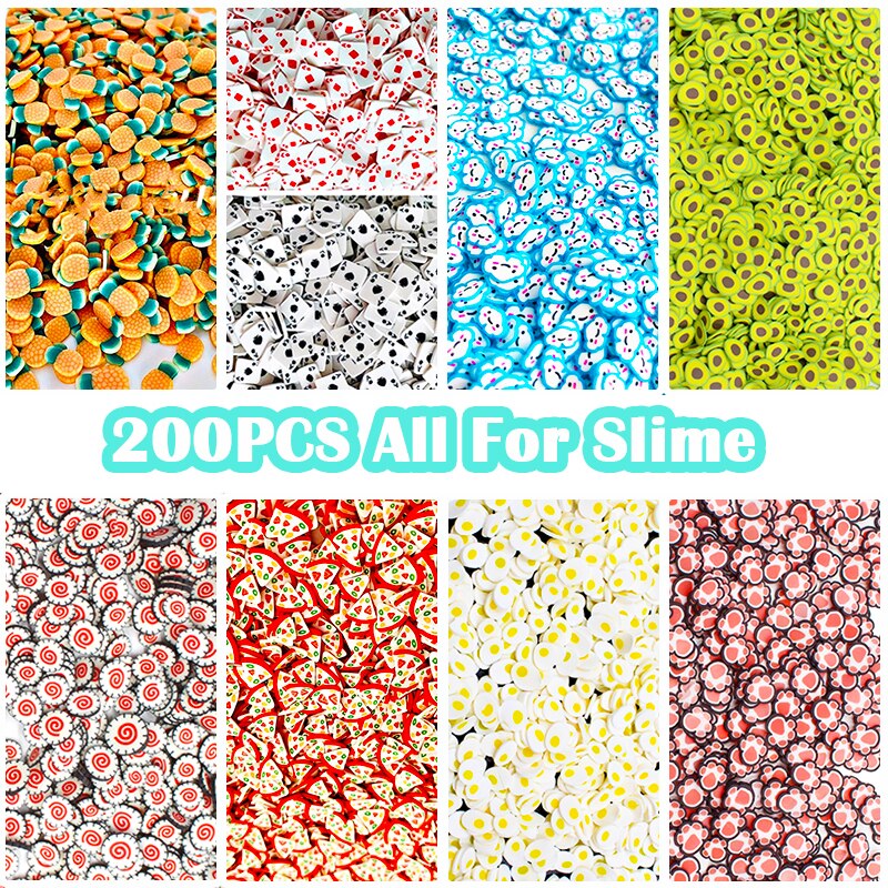 200Pcs Avocado Fruit Slices Additives For Slime Supplies Accessories Decor Filler for slime Charms Clay For Nail Art