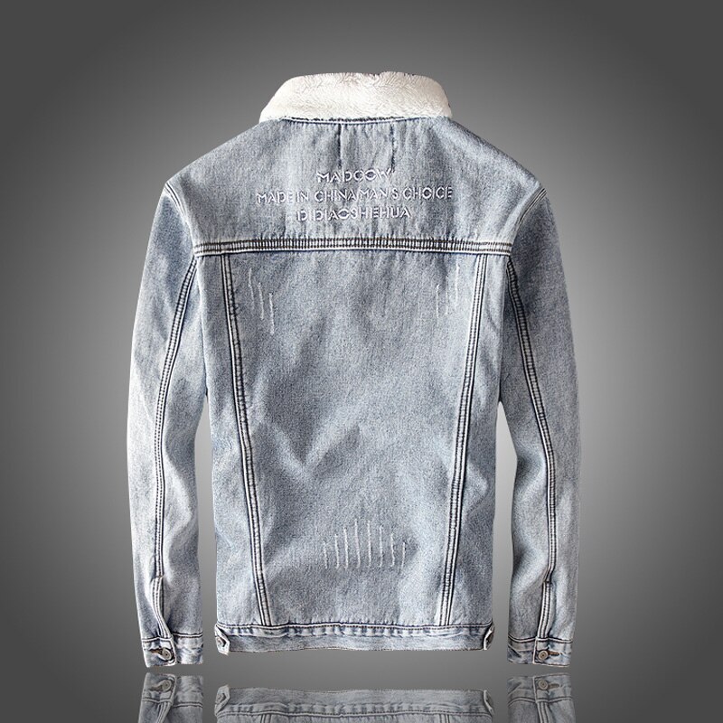 Winter Jackets Men Thick Velvet Denim Jacket British FashionCotton Coats Lamb Cashmere Warm Bomber Jackets