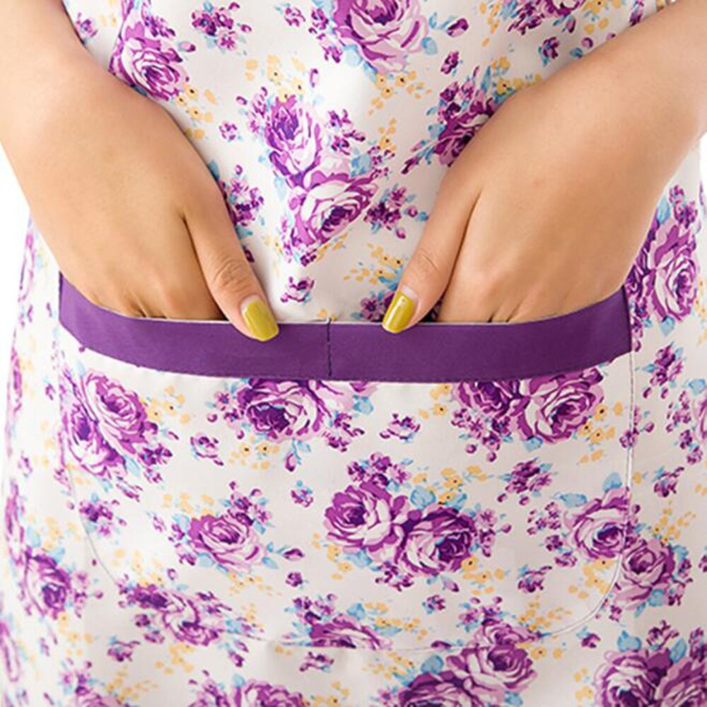 1pc blomster trykforklæde kort oliefast forklæde rengøring med lommeforklæde køkken bagning madlavning forsyninger restaurant forklæder