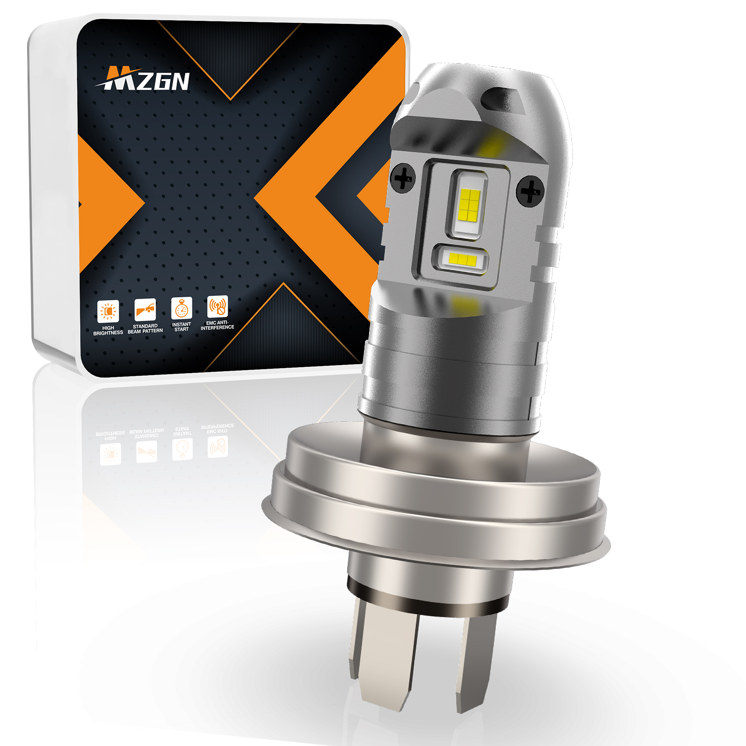 Bombilla de faro LED R2 P45T DC 12V bombilla LED de haz alto y bajo blanco superbrillante para faro de motocicleta sin polaridad: Blanco