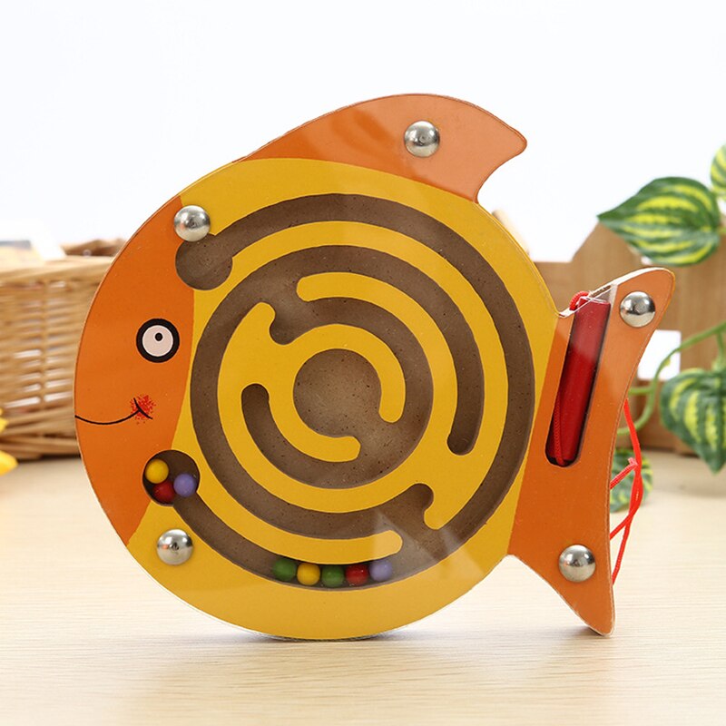 Kids Magnetic Maze Toy Wooden Puzzle Game Children Early Educational Brain Teaser Animal Cartoon Toy Intellectual Jigsaw Board