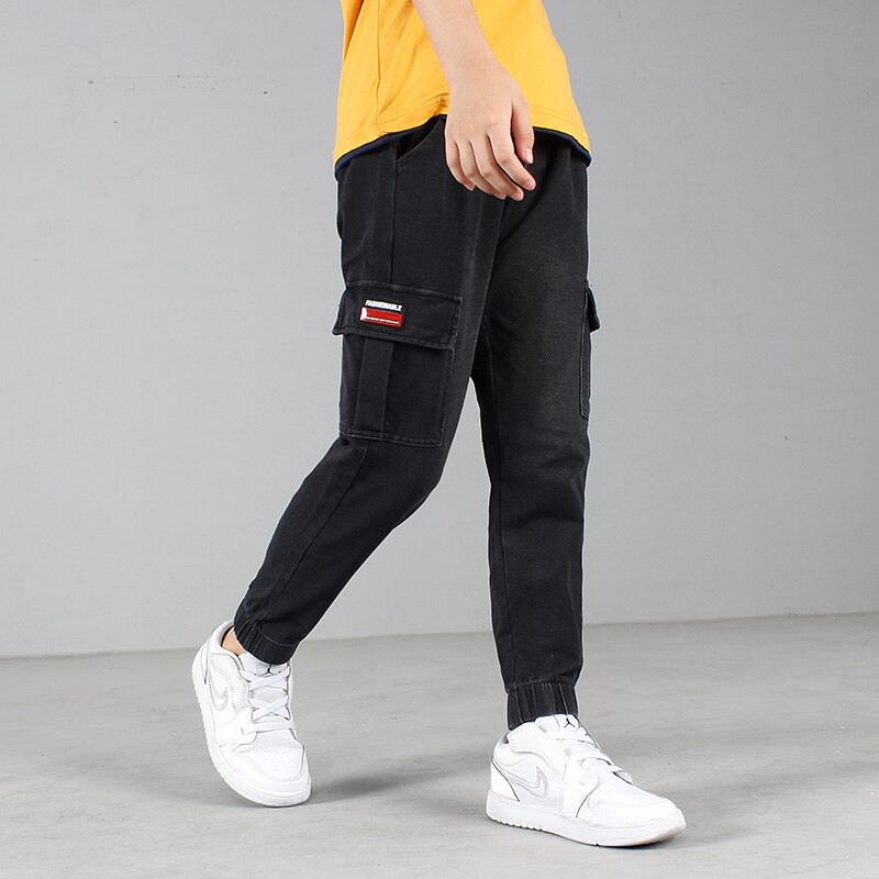 freundlicher Kausalen Jeans Hosen Frühling Herbst freundlicher betroffen Fracht Denim Hosen Hosen Für Jugendliche Jungen 110-160 CM Tragen cyf774