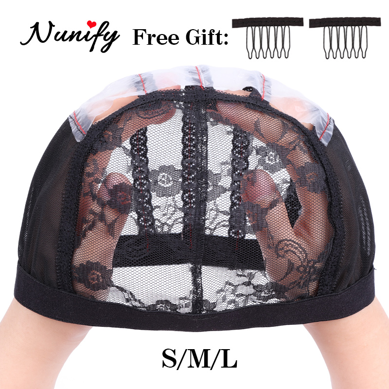 Nunify Lijmloze Pruik Cap Voor Het Maken Van Pruiken Met Verstelbare Riem Voor Weave Pruik Vrouwen Haarnetjes Zwitserse Kant Met Riem Achterzijde