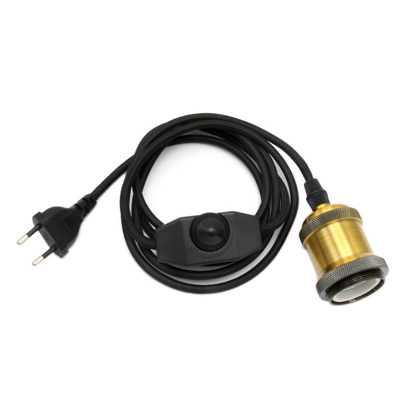 220 V AC cordon d'alimentation EU prise variateur interrupteur avec E27 rétro support de lampe ampoule vis prise 2 m cordon: 2
